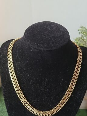 Vintage Signed BZL 18K Over Brass Statement Necklace